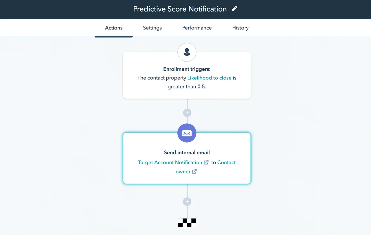 HubSpot's lead scoring software showing notification triggers